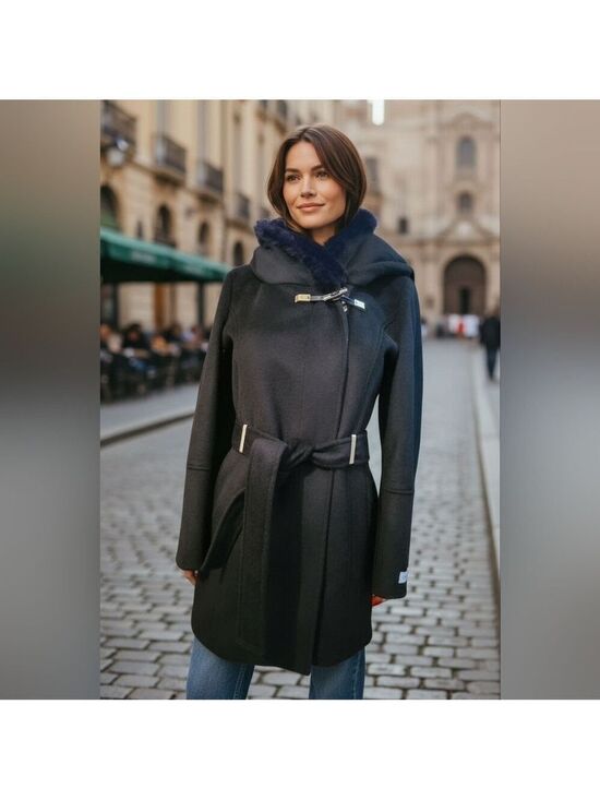 Calvin Klein Jackets & Blazers - Calvin Klein Black Trench Coat with Fur Collar XSP Winter
